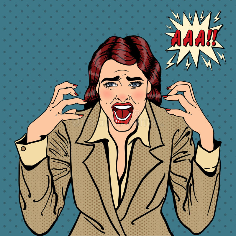 frustrated-stressed-business-woman-screaming-pop-art-vector ...
